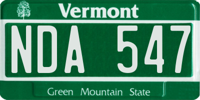 VT license plate NDA547