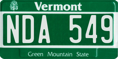 VT license plate NDA549