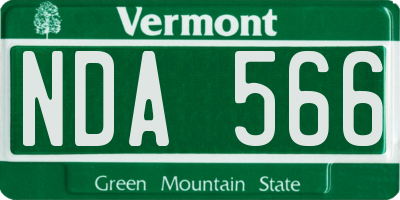 VT license plate NDA566
