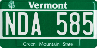 VT license plate NDA585