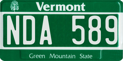 VT license plate NDA589