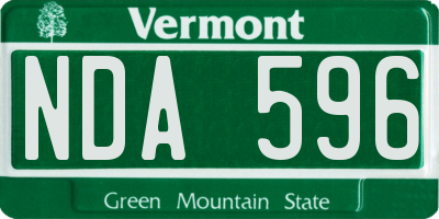 VT license plate NDA596