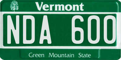 VT license plate NDA600