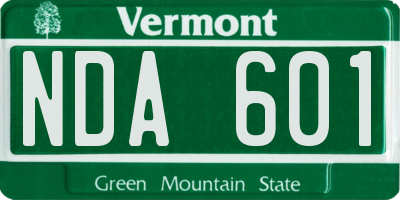 VT license plate NDA601