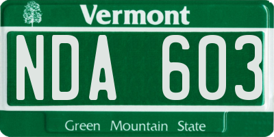 VT license plate NDA603