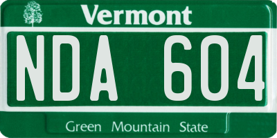 VT license plate NDA604