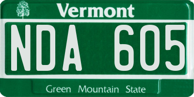 VT license plate NDA605