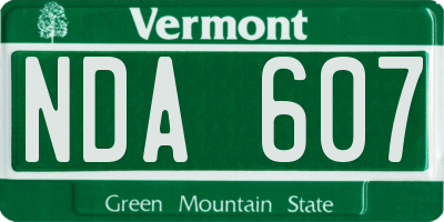 VT license plate NDA607