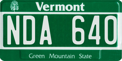 VT license plate NDA640