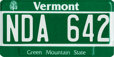 VT license plate NDA642