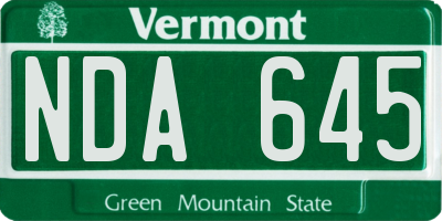 VT license plate NDA645