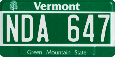 VT license plate NDA647