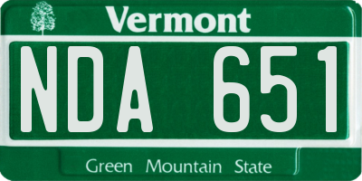 VT license plate NDA651