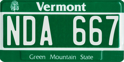 VT license plate NDA667
