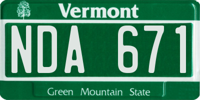 VT license plate NDA671