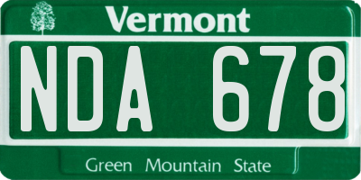 VT license plate NDA678
