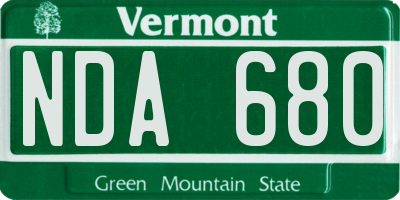 VT license plate NDA680