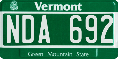 VT license plate NDA692