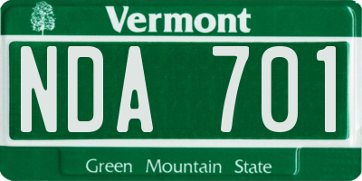 VT license plate NDA701