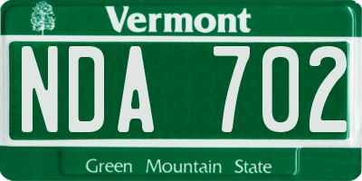 VT license plate NDA702