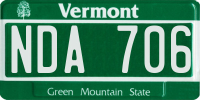 VT license plate NDA706