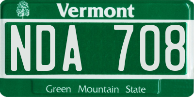 VT license plate NDA708