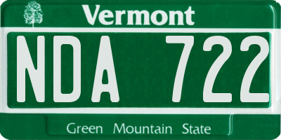 VT license plate NDA722