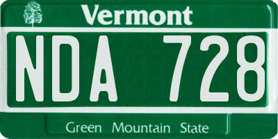 VT license plate NDA728
