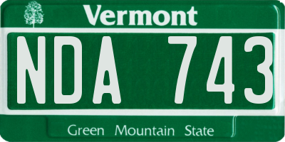 VT license plate NDA743