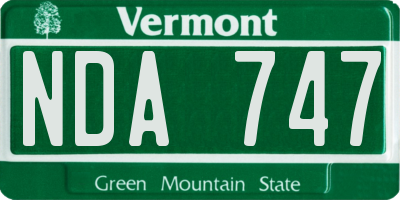 VT license plate NDA747