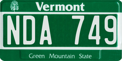 VT license plate NDA749