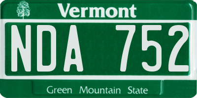 VT license plate NDA752