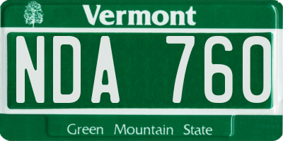 VT license plate NDA760