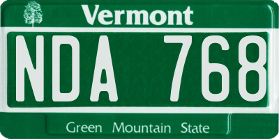 VT license plate NDA768