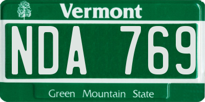 VT license plate NDA769