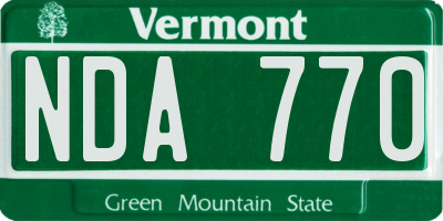 VT license plate NDA770
