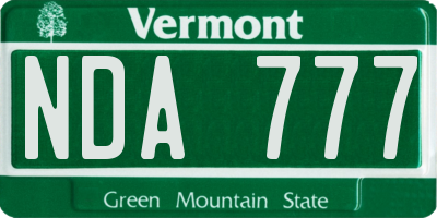 VT license plate NDA777