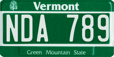 VT license plate NDA789