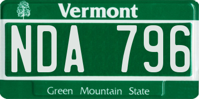 VT license plate NDA796