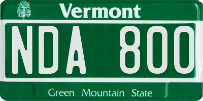 VT license plate NDA800