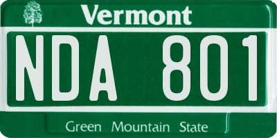 VT license plate NDA801
