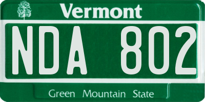 VT license plate NDA802