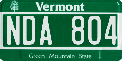 VT license plate NDA804