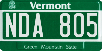 VT license plate NDA805