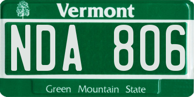 VT license plate NDA806