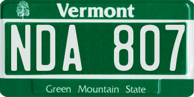 VT license plate NDA807