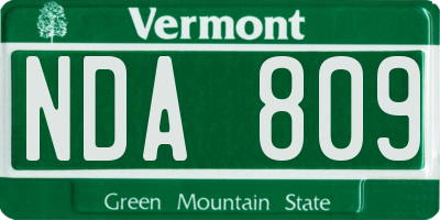 VT license plate NDA809