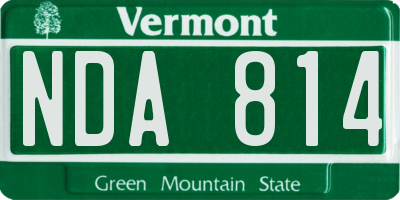 VT license plate NDA814
