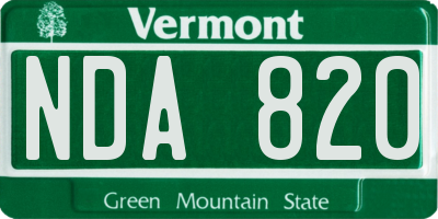 VT license plate NDA820