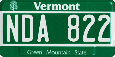 VT license plate NDA822